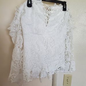 First Kiss Long Sleev Romper White